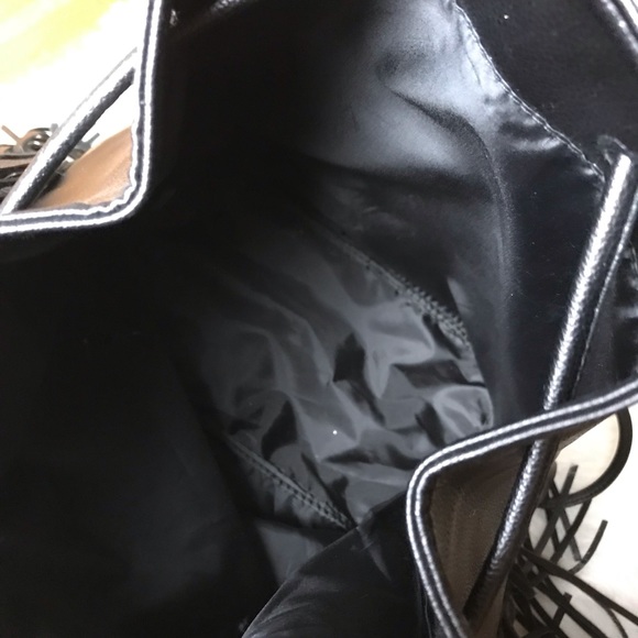 VS Faux Leather Drawstring Fringe Backpack Purse - Picture 5 of 6